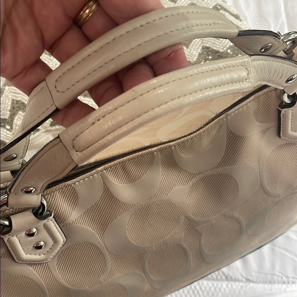 Coach Cream Tote Bag with Leather Trim - Picture 7 of 16